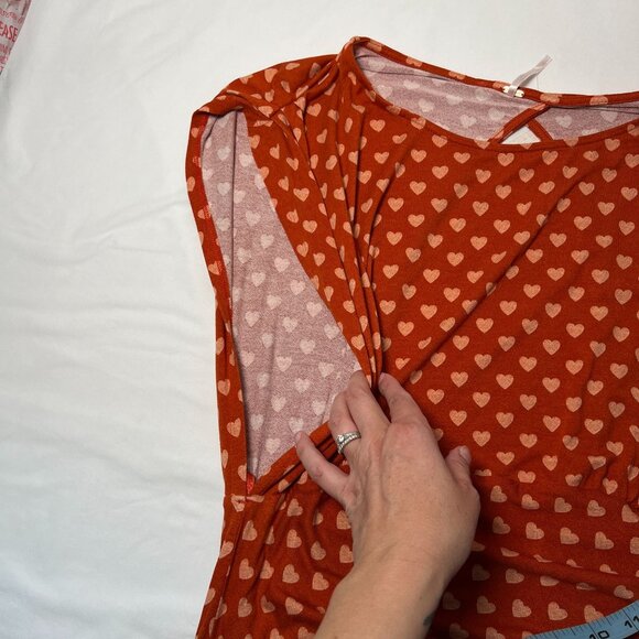 NWT Free People Lakeside Midi Dress Ginger Heart Print Ruched Side Slit Large - Picture 11 of 14